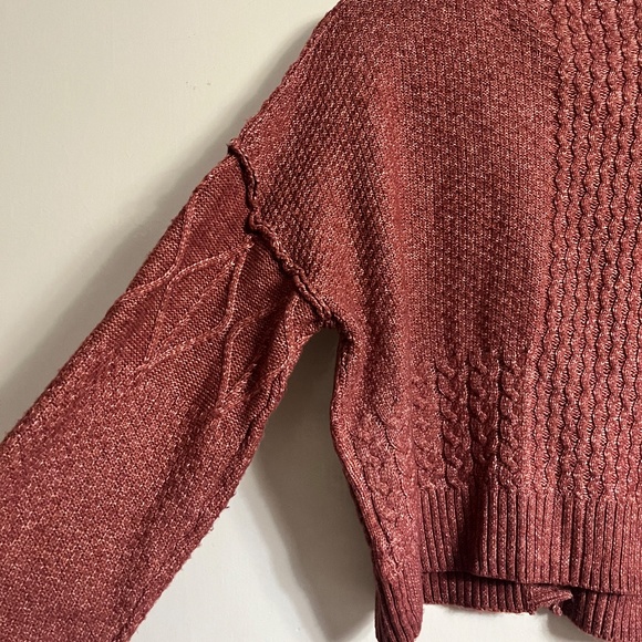 PINK ROSE BURGUNDY BUTTON UP FALL KNIT CARDIGAN SIZE MEDIUM - Picture 7 of 7